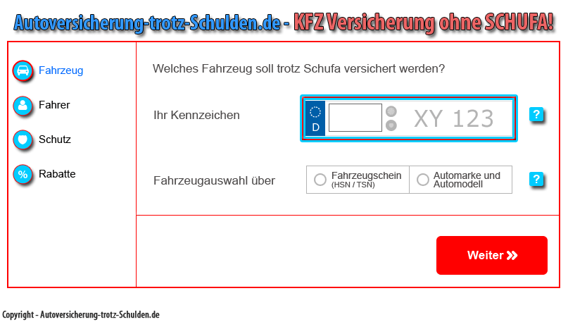 Autoversicherung trotz Schulden - KFZ Versicherung ohne Schufa vergleichen!